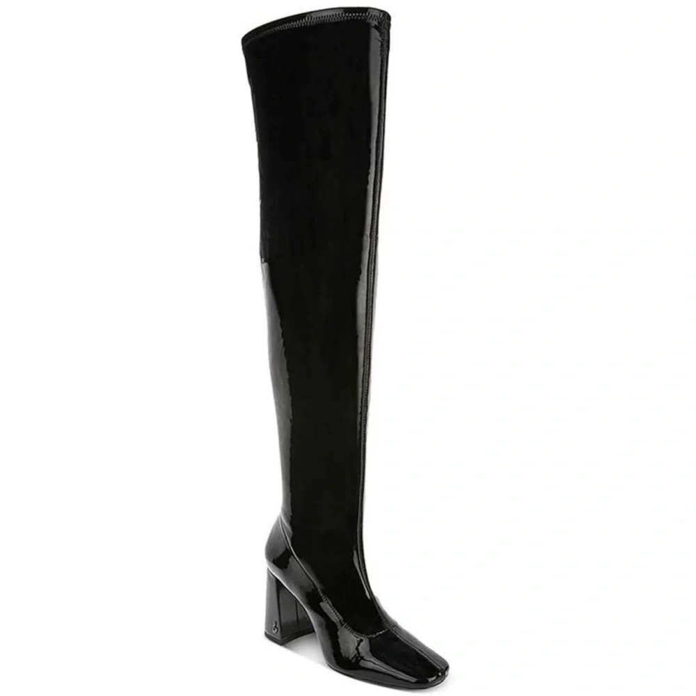 Sam Edelmanan Cosette Black Patent Over The Knee Boots Size 5.5